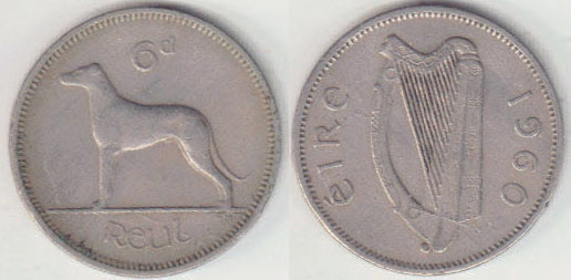 1960 Ireland 6 Pence A008448